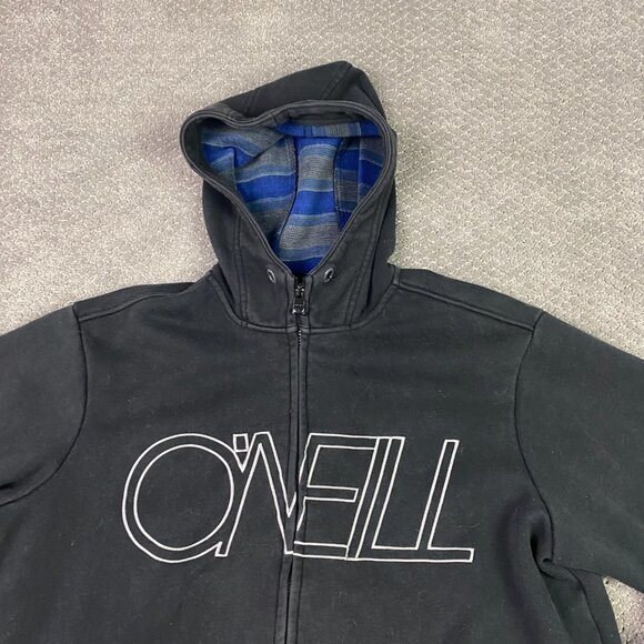 Vintage O'Neill Hoodie Men's 2XL Full Zip Gray Y2K Surf Skate Grunge Sweatshirt - Picture 2 of 9